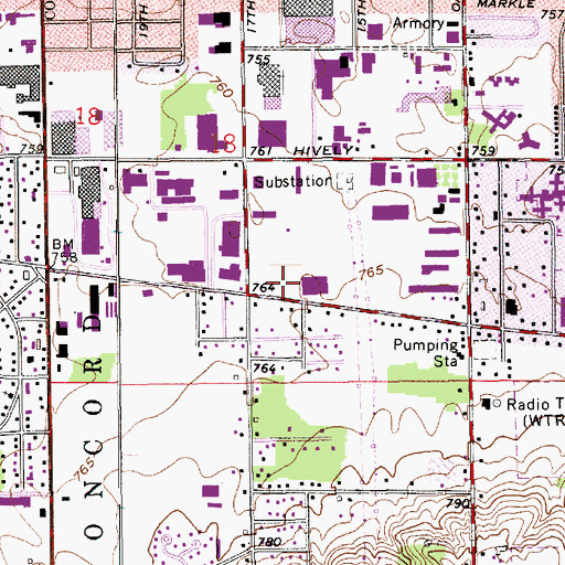 Topographic Map of Elkhart Fire Department Station 3, IN