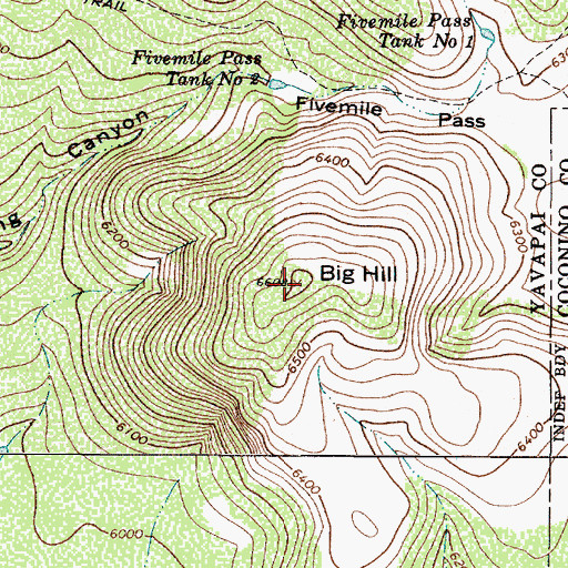 Topographic Map of Big Hill, AZ
