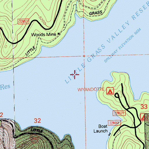 Topographic Map of Little Grass Valley Reservoir, CA