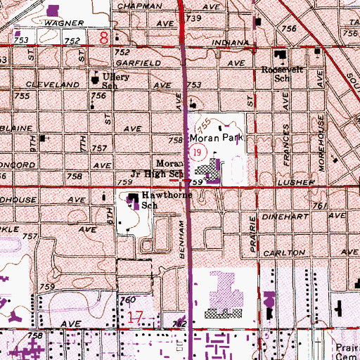 Topographic Map of Elkhart Fire Department Station 2, IN