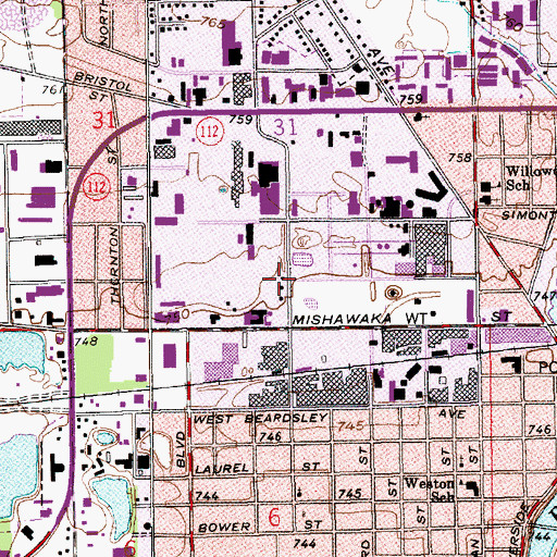 Topographic Map of Elkhart Fire Department Station 4, IN