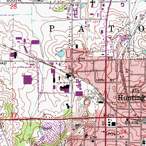 Topographic Map of Huntingburg Fire Department Station 2, IN