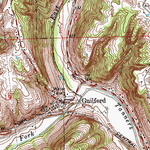 Topographic Map of Miller - York Volunteer Fire Department, IN