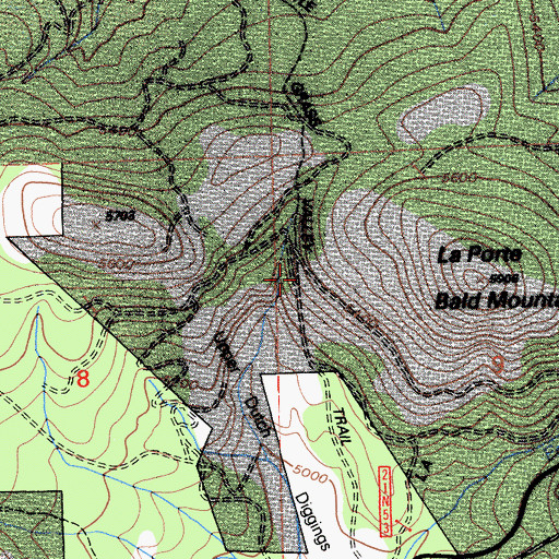 Topographic Map of Little Grass Valley Trail, CA