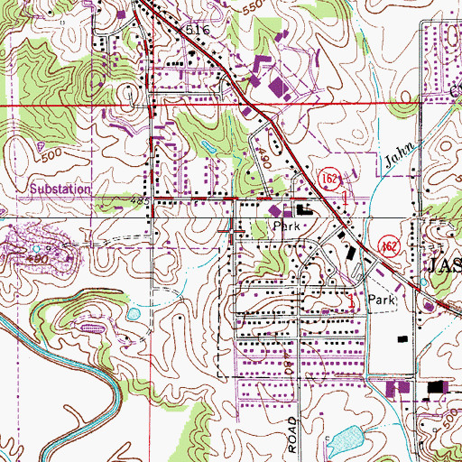 Topographic Map of Jasper Volunteer Fire Department Station 2, IN