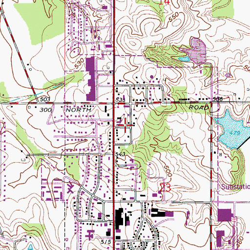 Topographic Map of Jasper Volunteer Fire Department Station 3, IN
