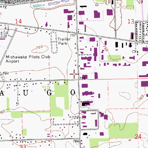 Topographic Map of Baugo Township Fire Department Station 1, IN
