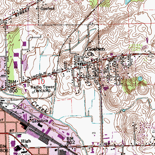 Topographic Map of Elkhart Township Fire Department Station 2, IN