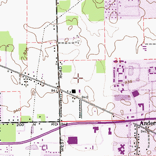 Topographic Map of Center Township Emergency Services Station 12, IN