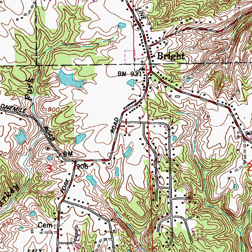 Topographic Map of Bright Volunteer Fire Company Station 1, IN