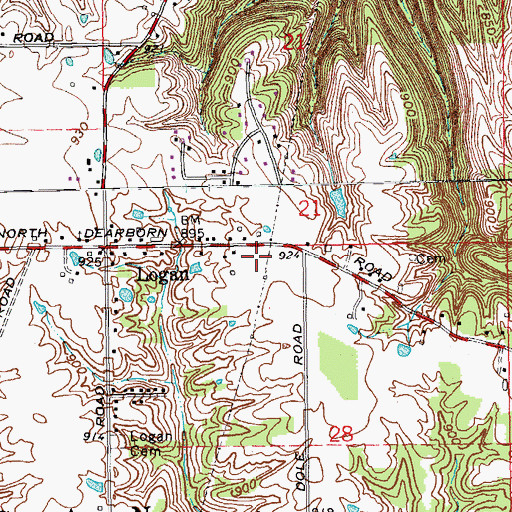 Topographic Map of Bright Volunteer Fire Company Station 3, IN