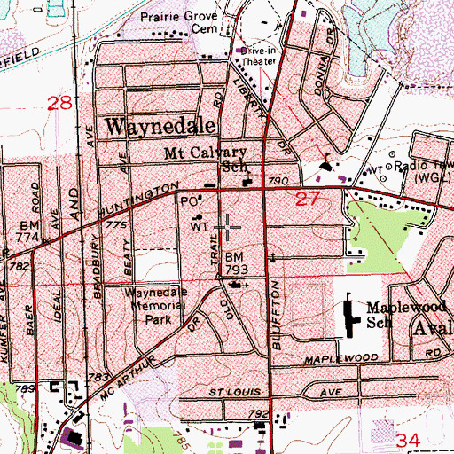 Topographic Map of Southwest Allen County Fire Station 1 Base 50, IN