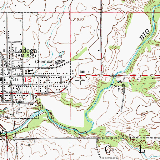 Topographic Map of Ladoga Volunteer Fire Department, IN