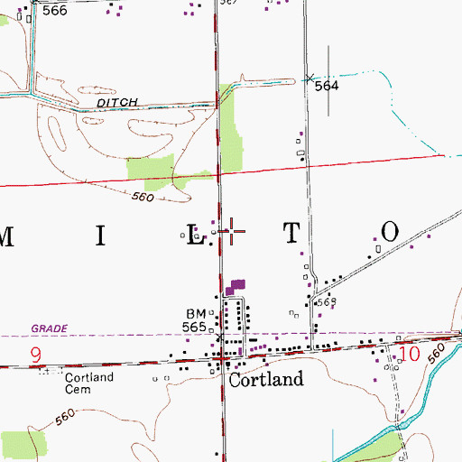 Topographic Map of Hamilton Township Volunteer Fire Department, IN