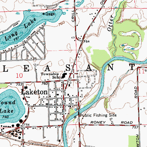Topographic Map of Pleasant Township Fire Department, IN