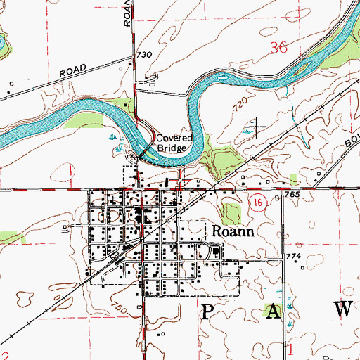 Topographic Map of Roann Volunteer Fire Department, IN