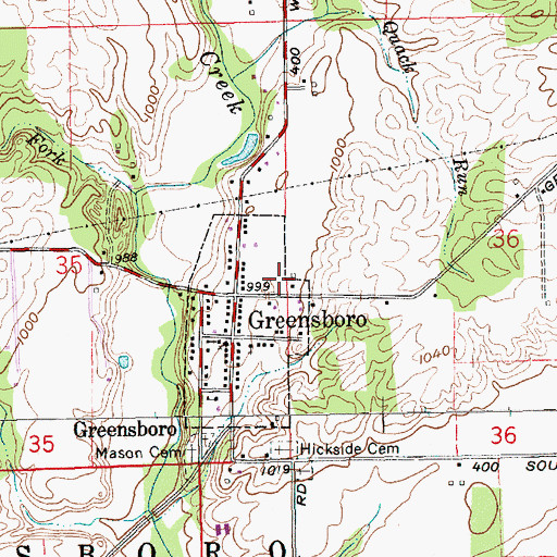 Topographic Map of Greensboro Volunteer Fire Department, IN