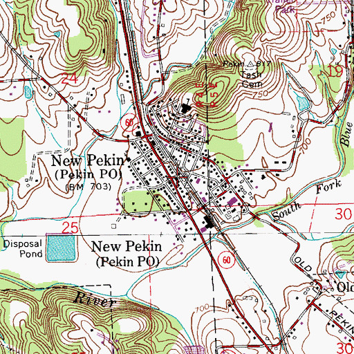 Topographic Map of Pierce - Polk Township Volunteer Fire Department, IN