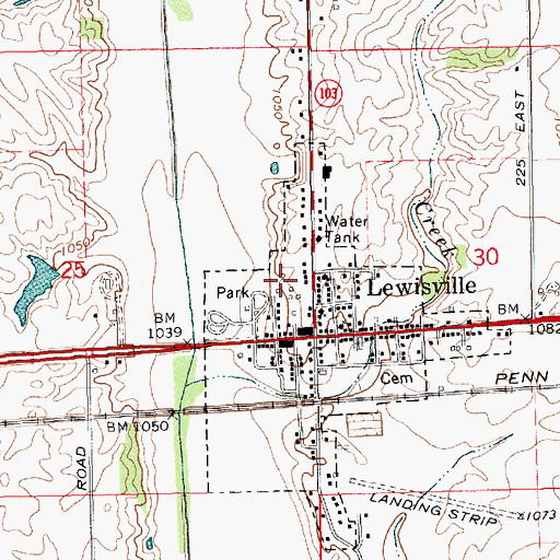 Topographic Map of Lewisville Volunteer Fire Department, IN
