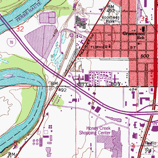 Topographic Map of Terre Haute Fire Department Station 9, IN