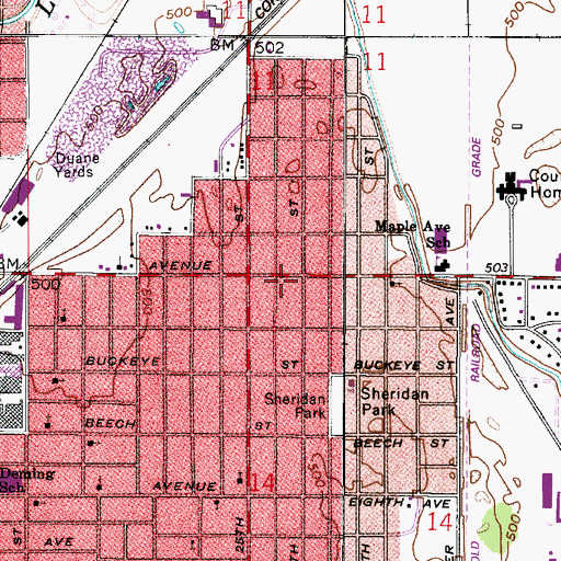 Topographic Map of Terre Haute Fire Department Station 11, IN