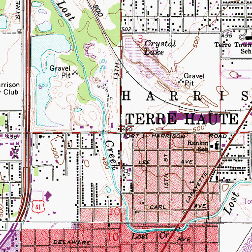 Topographic Map of Terre Haute Fire Department Station 7, IN