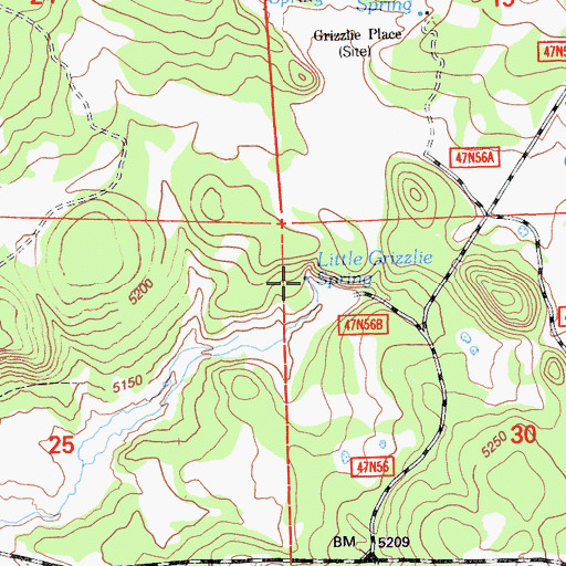Topographic Map of Little Grizzlie Spring, CA