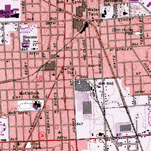 Topographic Map of Marion Fire Department Station 6, IN