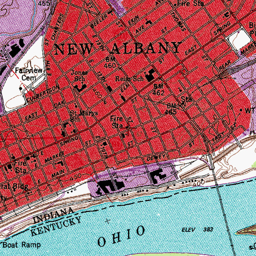 Topographic Map of New Albany Fire Department Station 1, IN