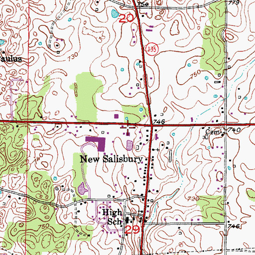 Topographic Map of Ramsey Volunteer Fire Department Station 2, IN