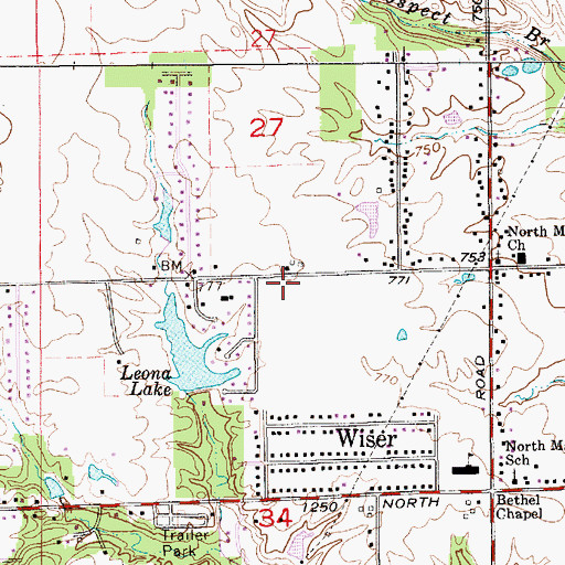 Topographic Map of Madison Township Fire Department Station 32, IN