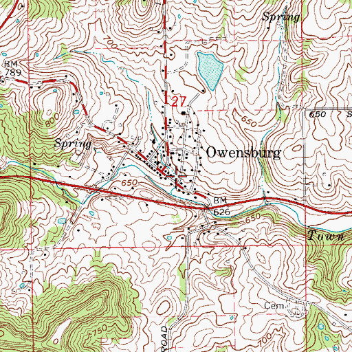 Topographic Map of Jackson Township Fire Department Owensburg Station, IN