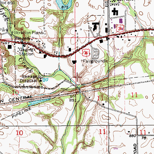 Topographic Map of Danville Fire Department Station 192, IN