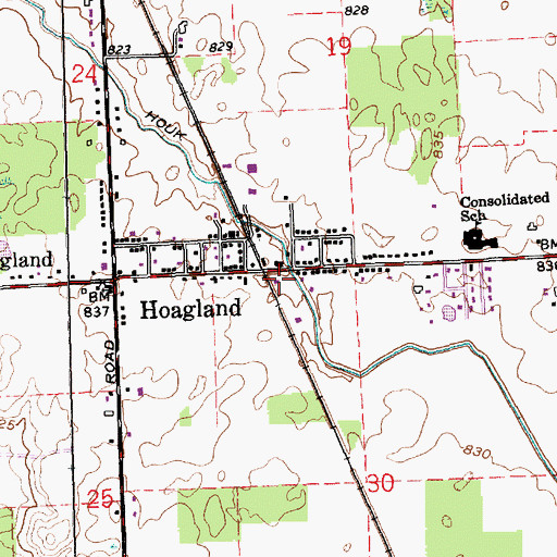 Topographic Map of Hoagland Fire Department and Emergency Medical Services, IN
