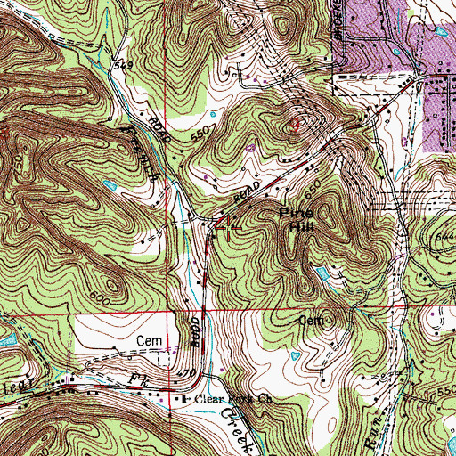 Topographic Map of New Chapel Fire Company Station 3, IN