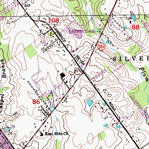 Topographic Map of New Chapel Fire Company Station 1, IN