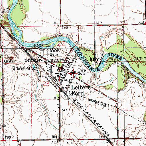 Topographic Map of Aubbeenaubbee Township Fire Department, IN