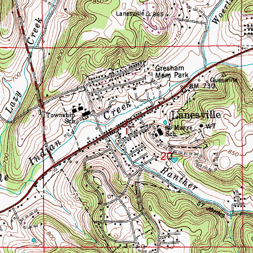 Topographic Map of Lanesville Volunteer Fire Department, IN