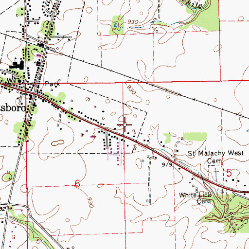 Topographic Map of Pittsboro Fire Department, IN