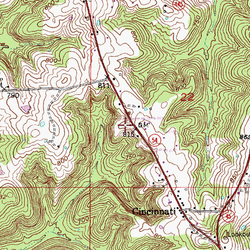Topographic Map of Center Township Volunteer Fire Department, IN