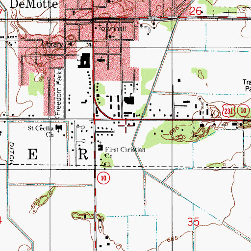 Topographic Map of Keener Township Volunteer Fire Department, IN