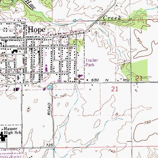 Topographic Map of Hope Volunteer Fire Department, IN