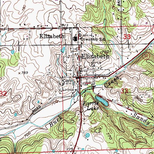Topographic Map of Elizabeth Volunteer Fire Department, IN