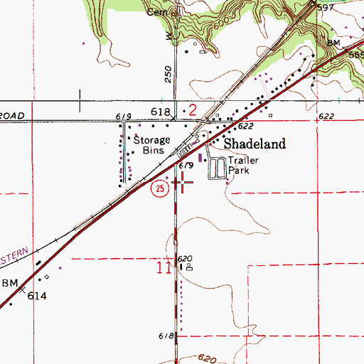 Topographic Map of Shadeland Volunteer Fire Department, IN