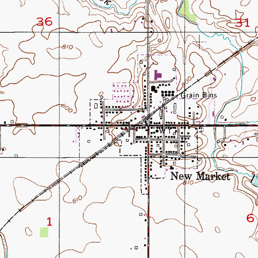 Topographic Map of New Market Volunteer Fire Department, IN