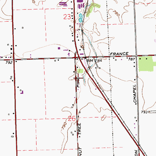 Topographic Map of Noble Township Volunteer Fire Department, IN