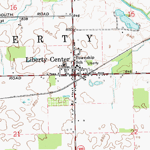 Topographic Map of Liberty Center Township Volunteer Fire Department, IN