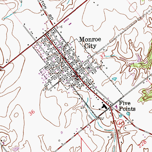 Topographic Map of Harrison Township Volunteer Fire Department, IN