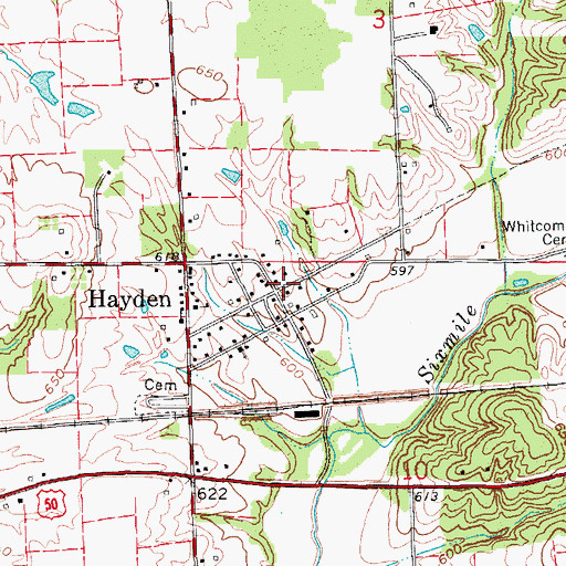 Topographic Map of Spencer Township Volunteer Fire Department Station 1, IN