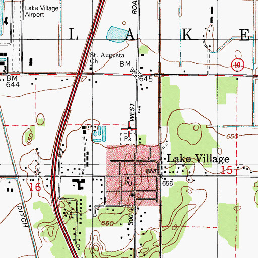 Topographic Map of Lake Township Volunteer Fire Department, IN